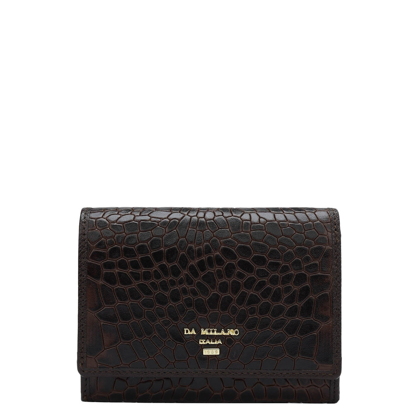 Croco Leather Ladies Wallet - Brown