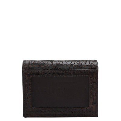 Croco Leather Ladies Wallet - Brown