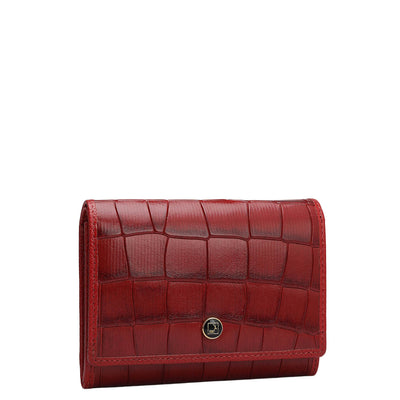 Croco Leather Ladies Wallet - Red