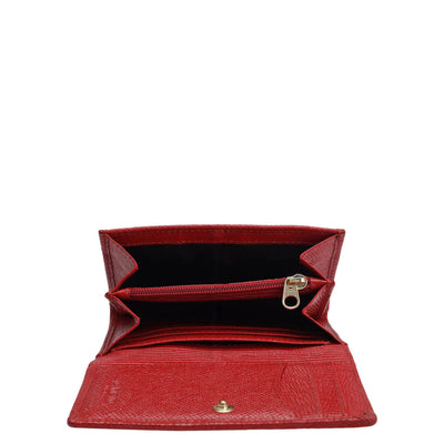 Croco Leather Ladies Wallet - Red