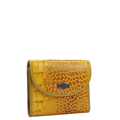 Croco Leather Ladies Wallet - Honey