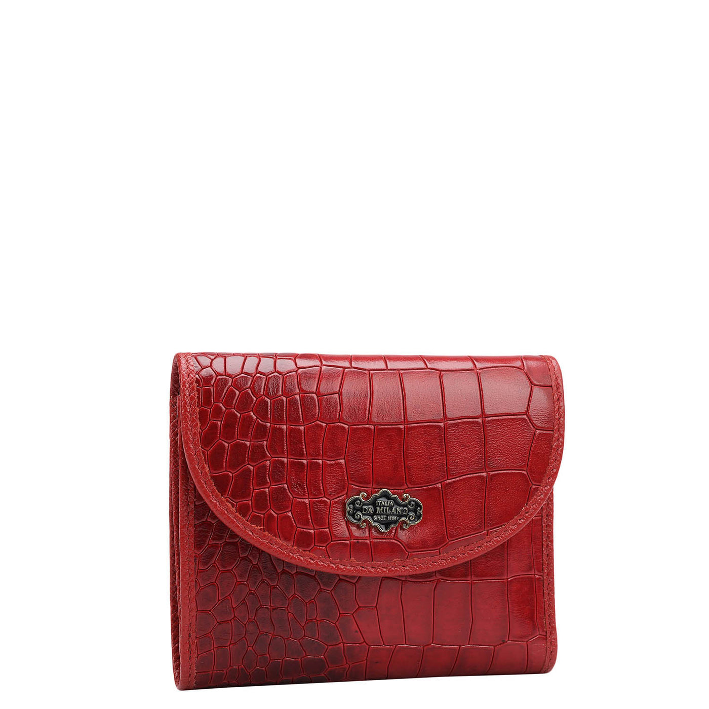 Croco Leather Ladies Wallet - Red