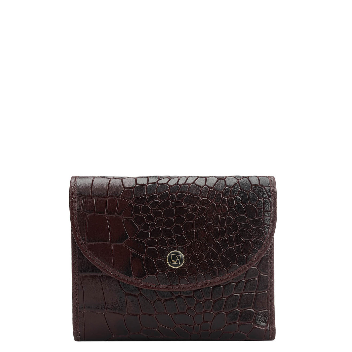 Croco Leather Ladies Wallet - Wine