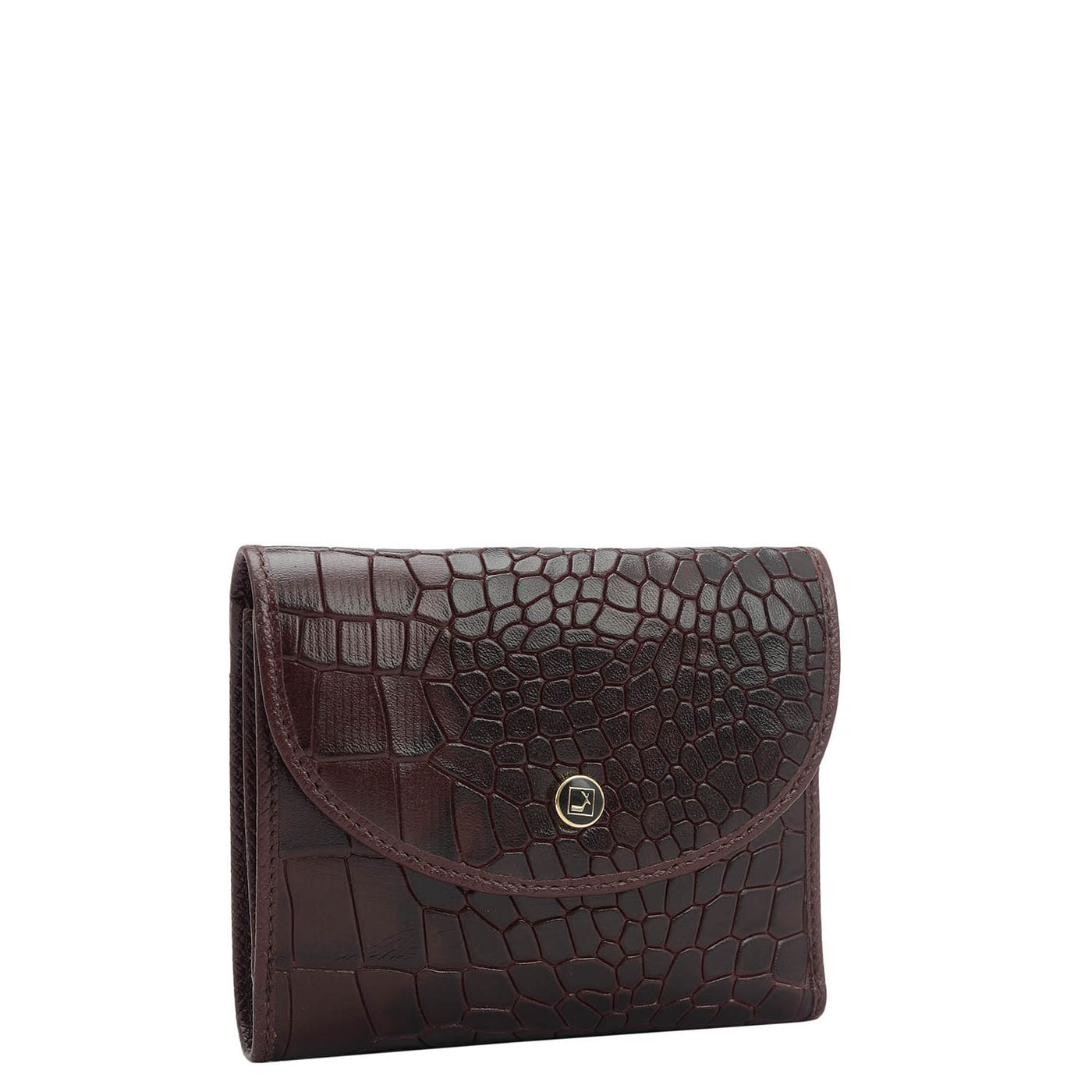 Croco Leather Ladies Wallet - Wine