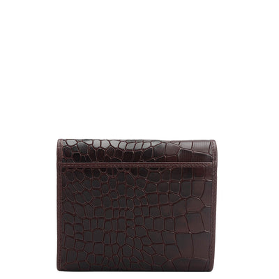 Croco Leather Ladies Wallet - Wine