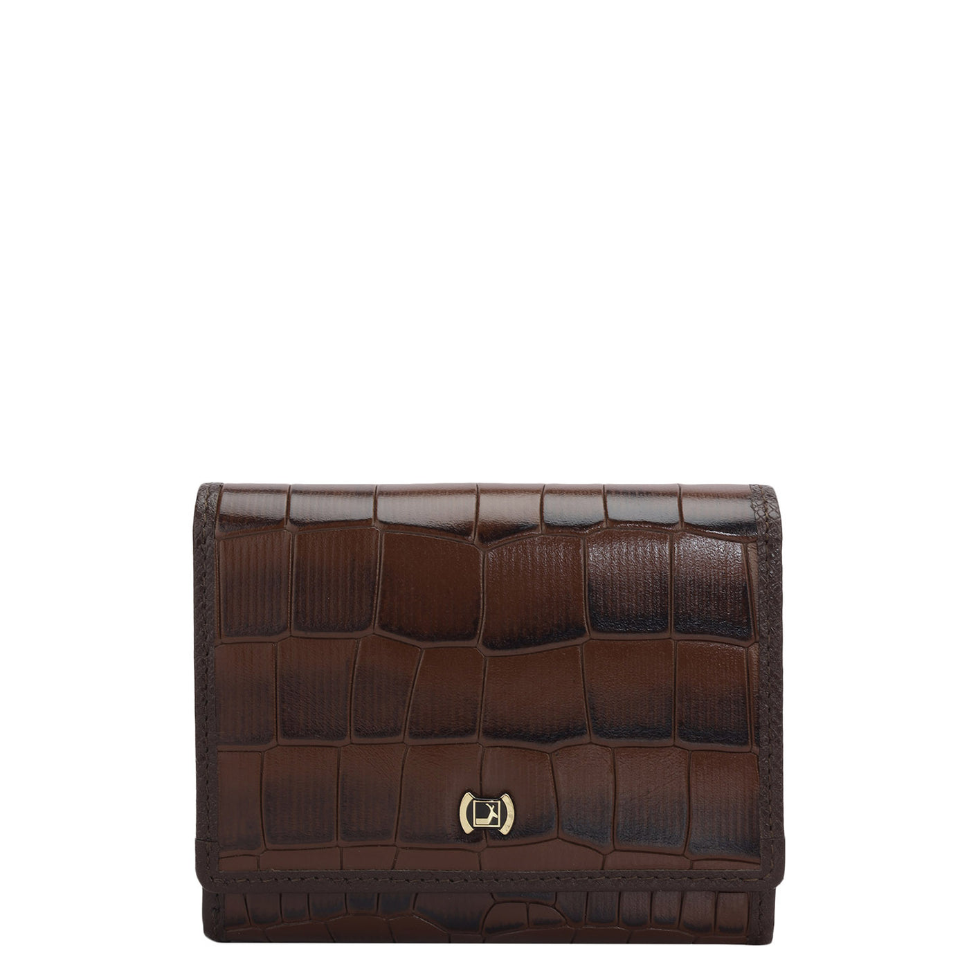 Croco Leather Ladies Wallet - Brown