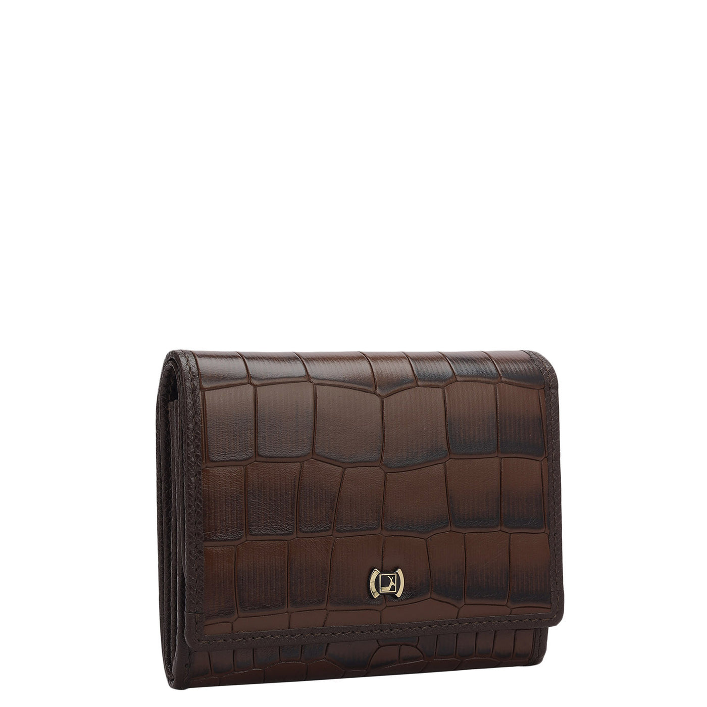 Croco Leather Ladies Wallet - Brown