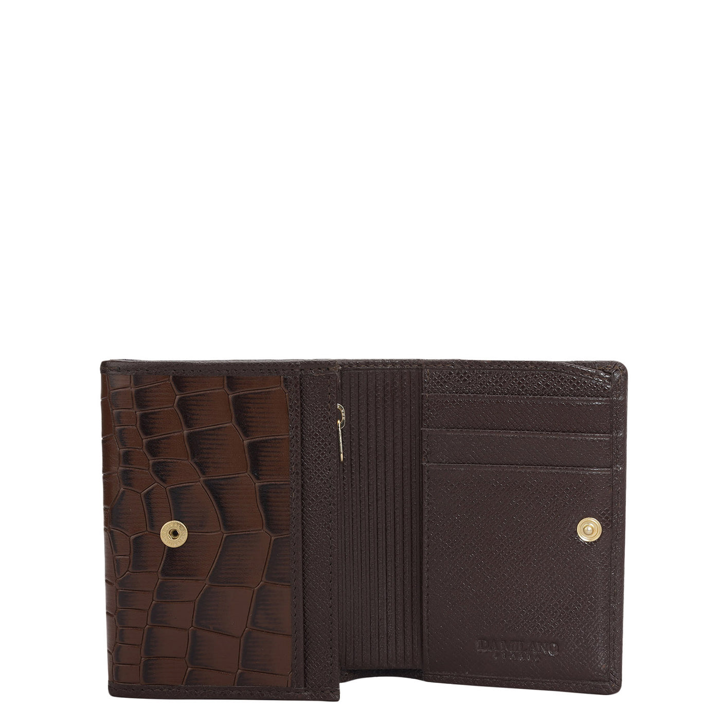 Croco Leather Ladies Wallet - Brown