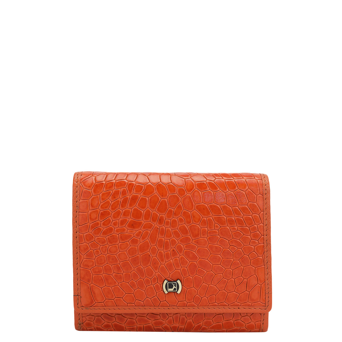 Croco Leather Ladies Wallet - Pumpkin