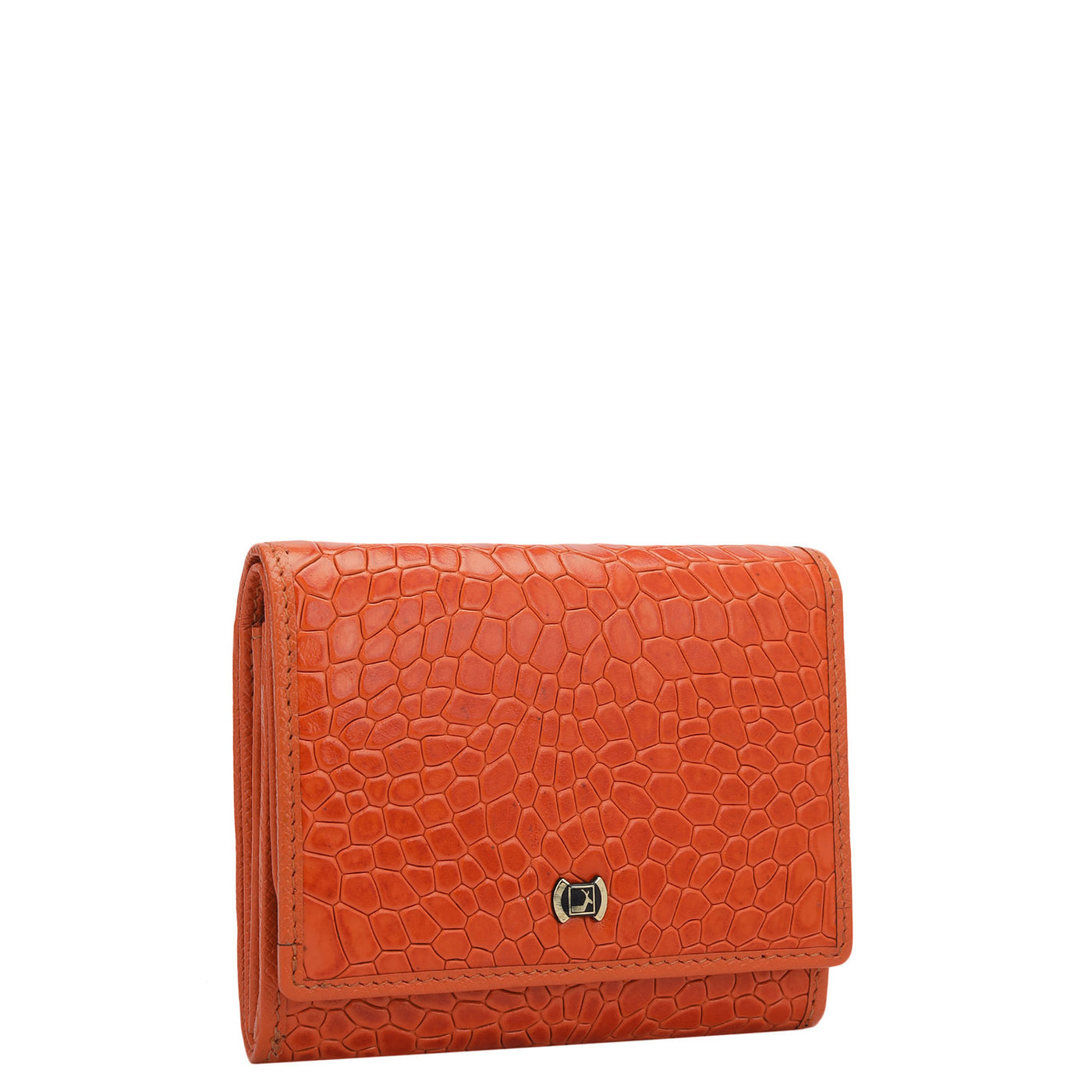 Croco Leather Ladies Wallet - Pumpkin