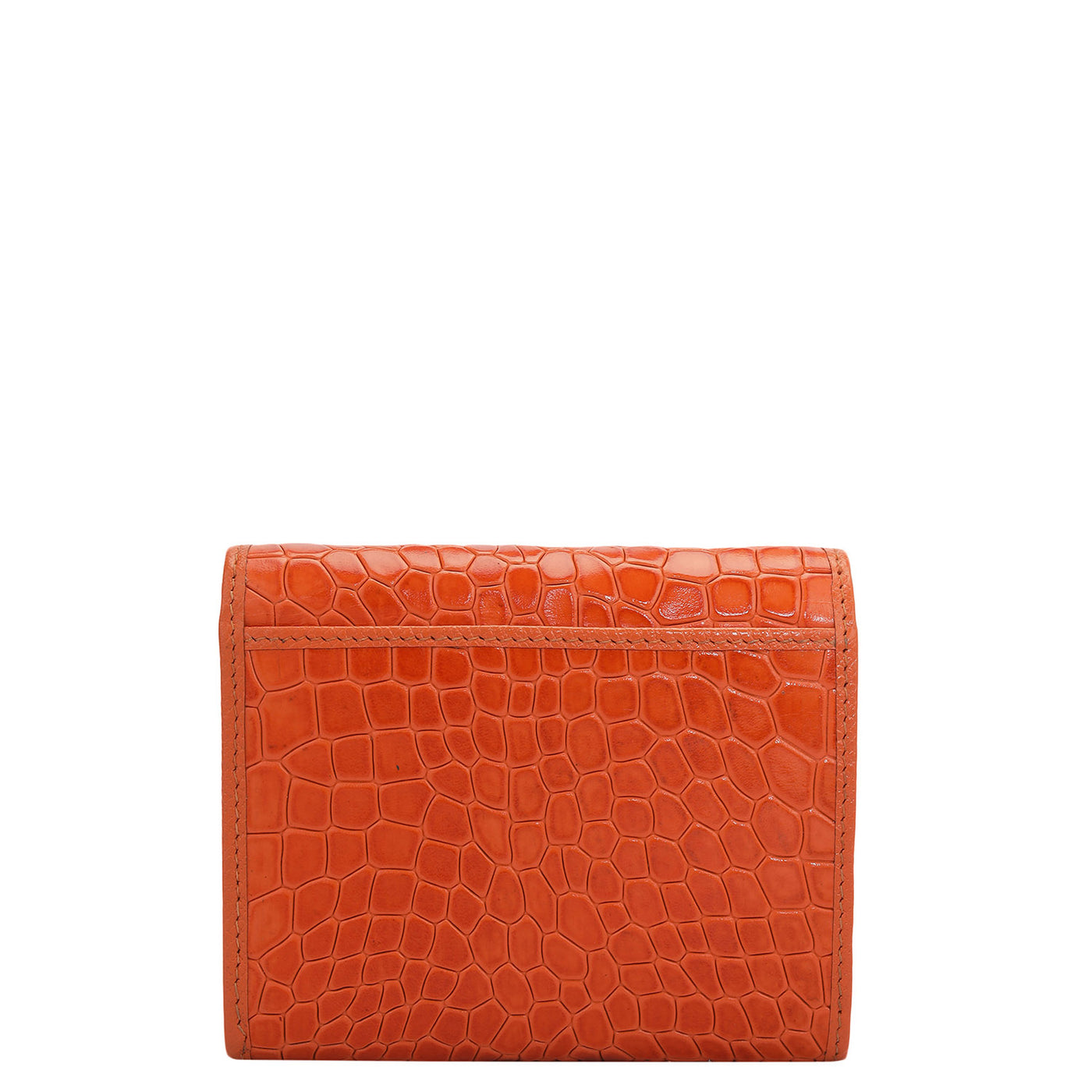 Croco Leather Ladies Wallet - Pumpkin