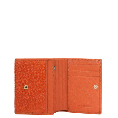 Croco Leather Ladies Wallet - Pumpkin