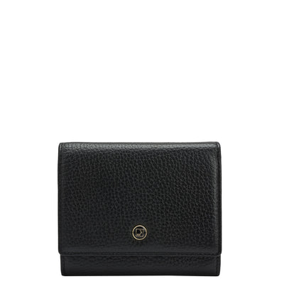 Wax Leather Ladies Wallet - Black