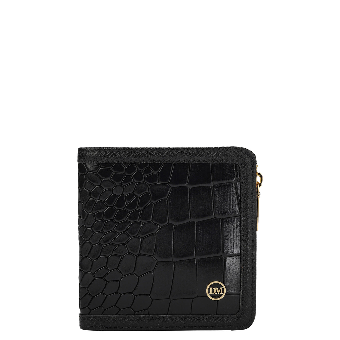 Croco Leather Ladies Wallet - Black