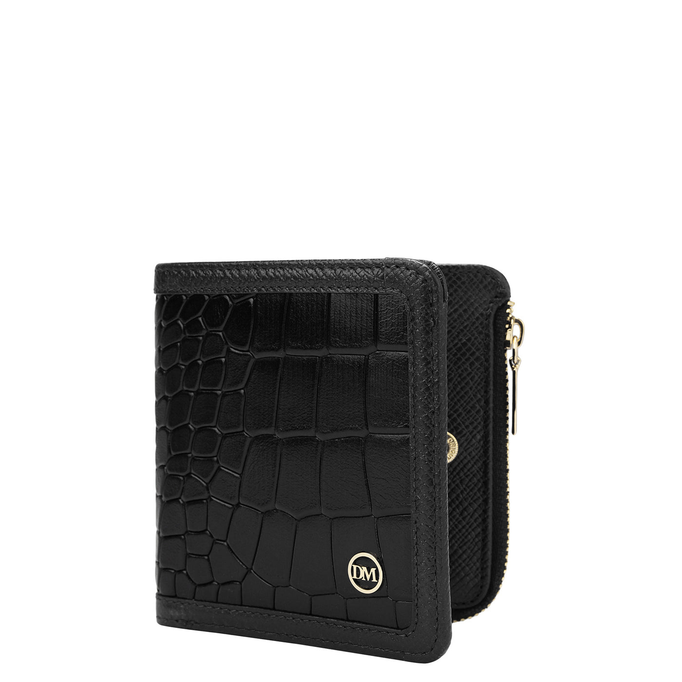 Croco Leather Ladies Wallet - Black