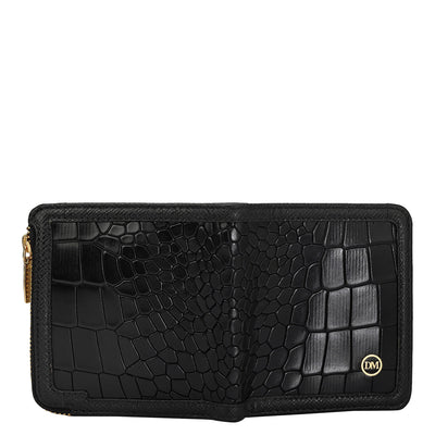 Croco Leather Ladies Wallet - Black