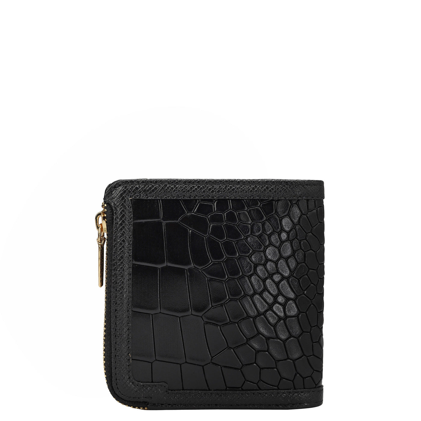 Croco Leather Ladies Wallet - Black