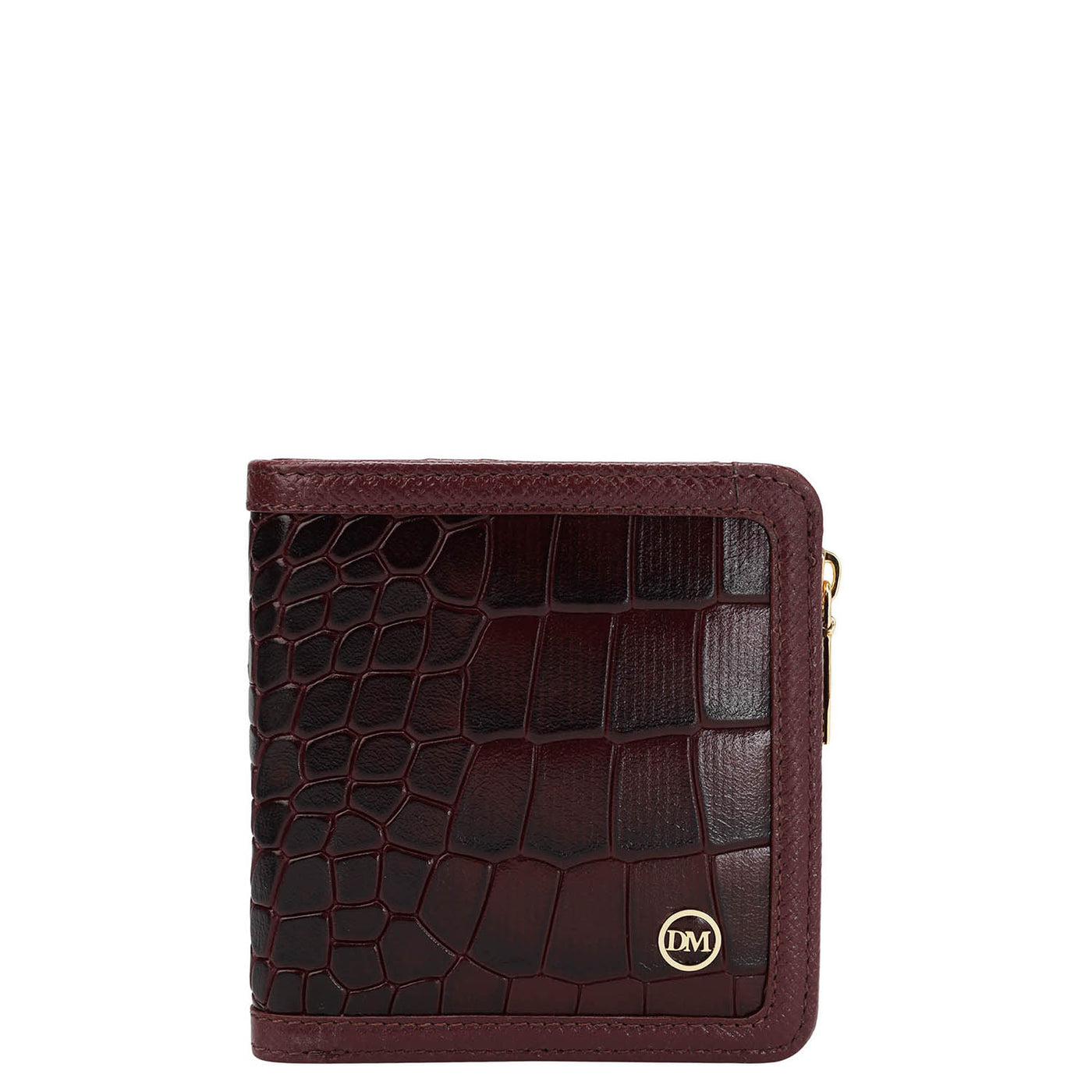 Croco Leather Ladies Wallet - Wine