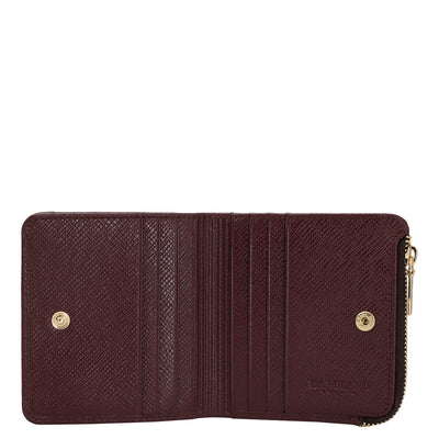 Croco Leather Ladies Wallet - Wine