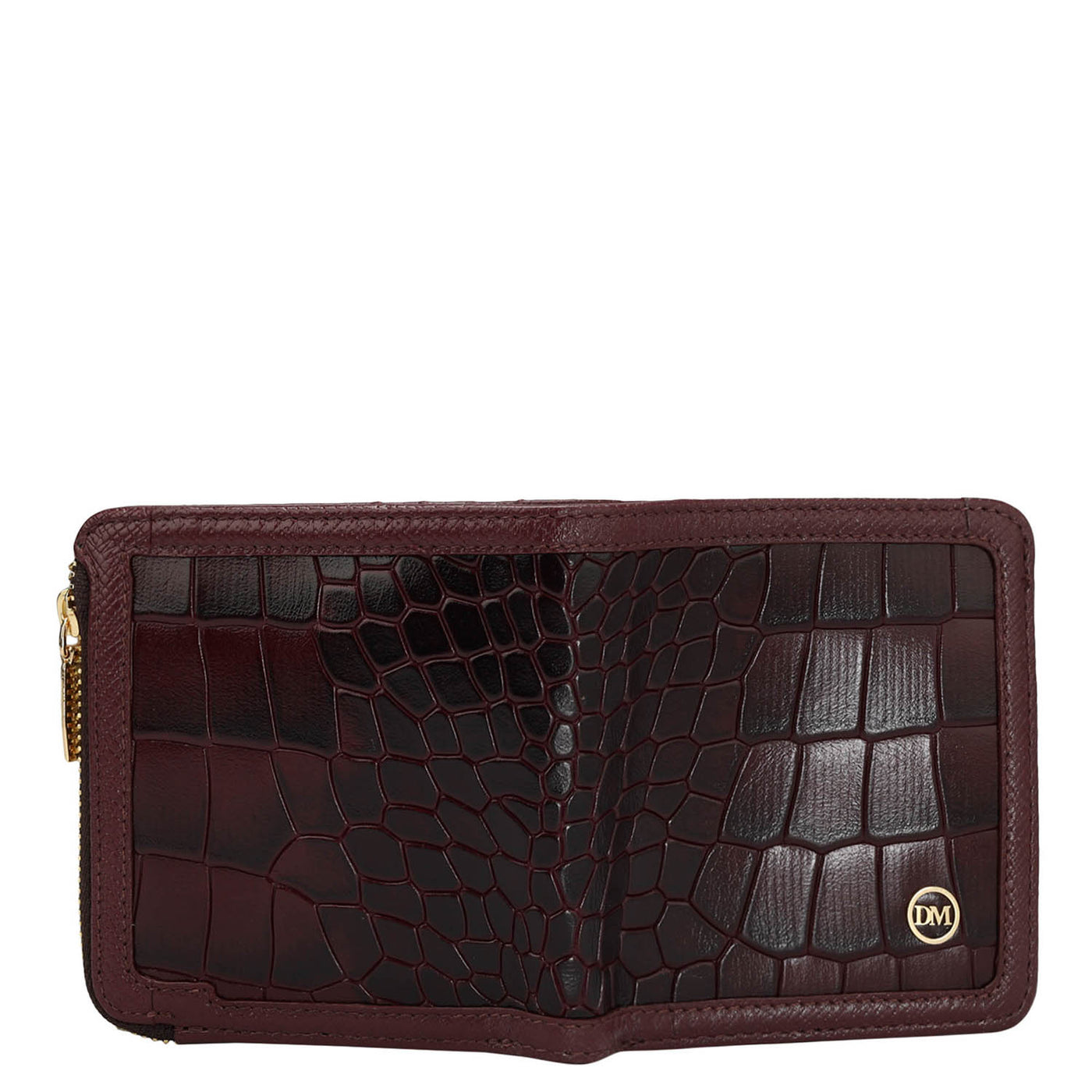 Croco Leather Ladies Wallet - Wine