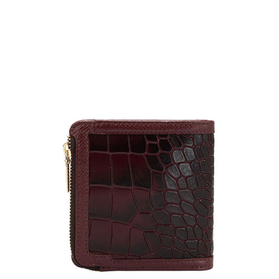 Croco Leather Ladies Wallet - Wine