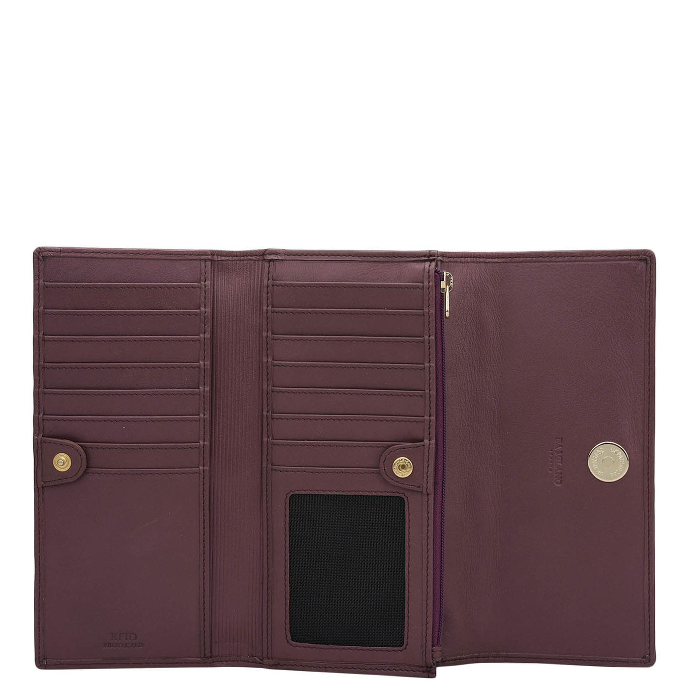 Quilting Plain Leather Ladies Wallet - Plum