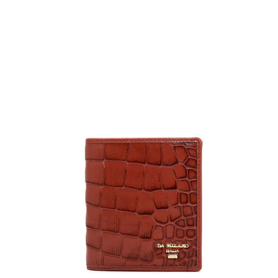 Croco Leather Ladies Wallet - Brick