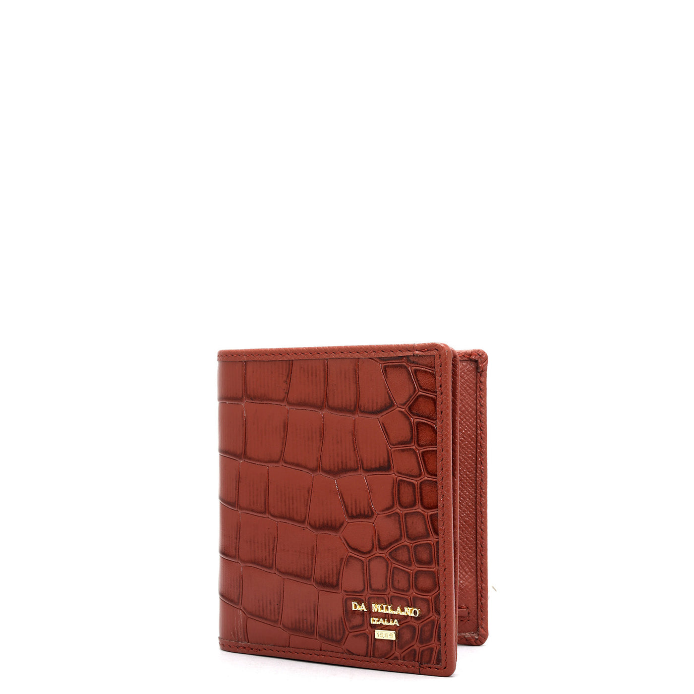 Croco Leather Ladies Wallet - Brick