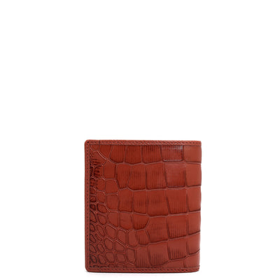 Croco Leather Ladies Wallet - Brick