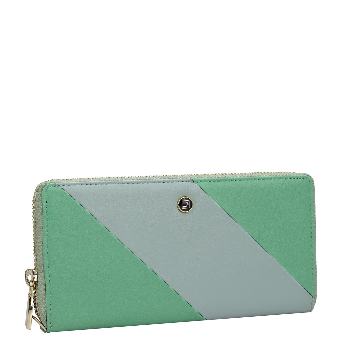 Plain Leather Ladies Wallet - Green & Sky Blue