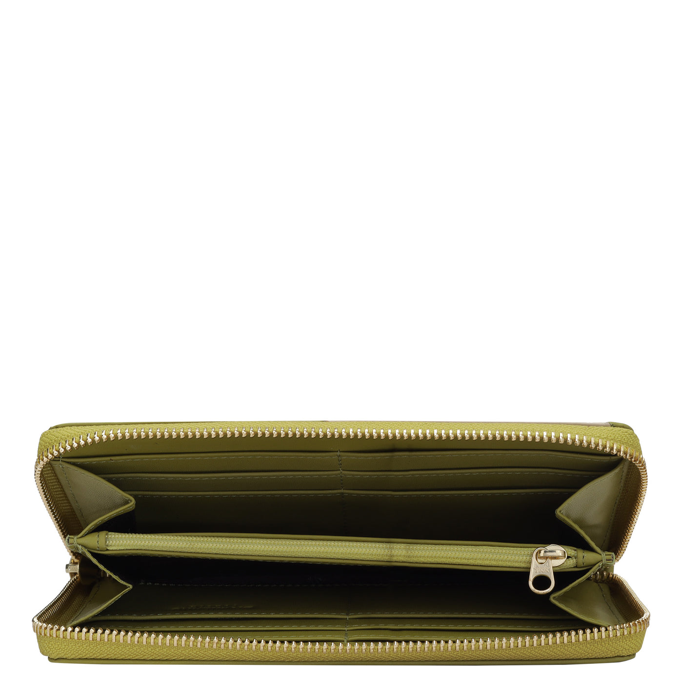 Plain Leather Ladies Wallet - Green Tea & Beige