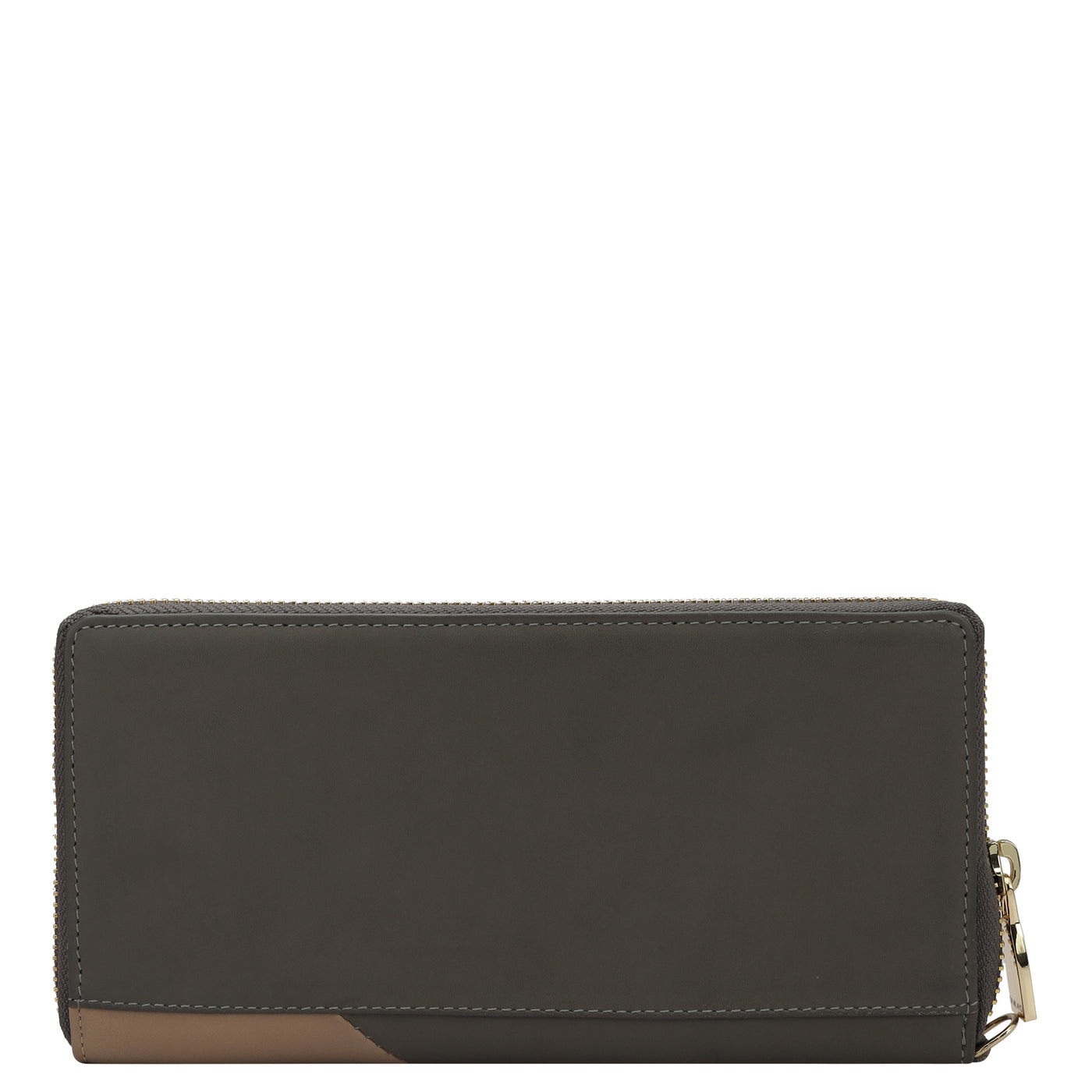 Plain Leather Ladies Wallet - Grey &  Beige