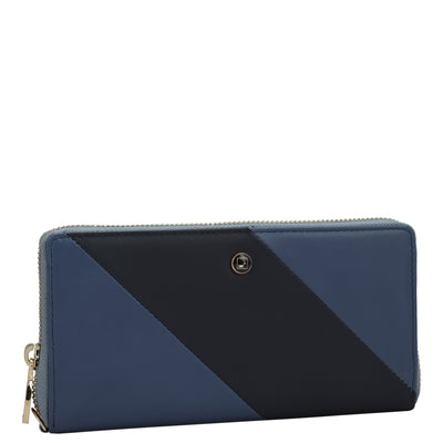 Plain Leather Ladies Wallet - Light Blue & Blue