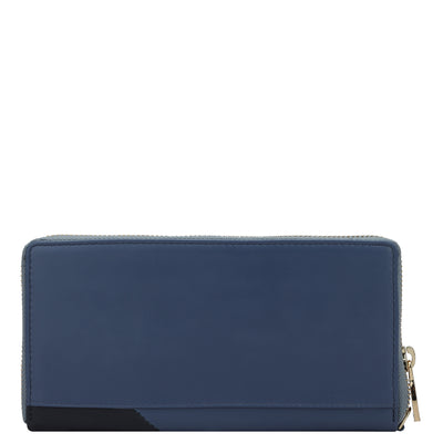 Plain Leather Ladies Wallet - Light Blue & Blue