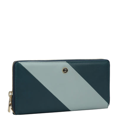 Plain Leather Ladies Wallet - Teal & Sky Blue