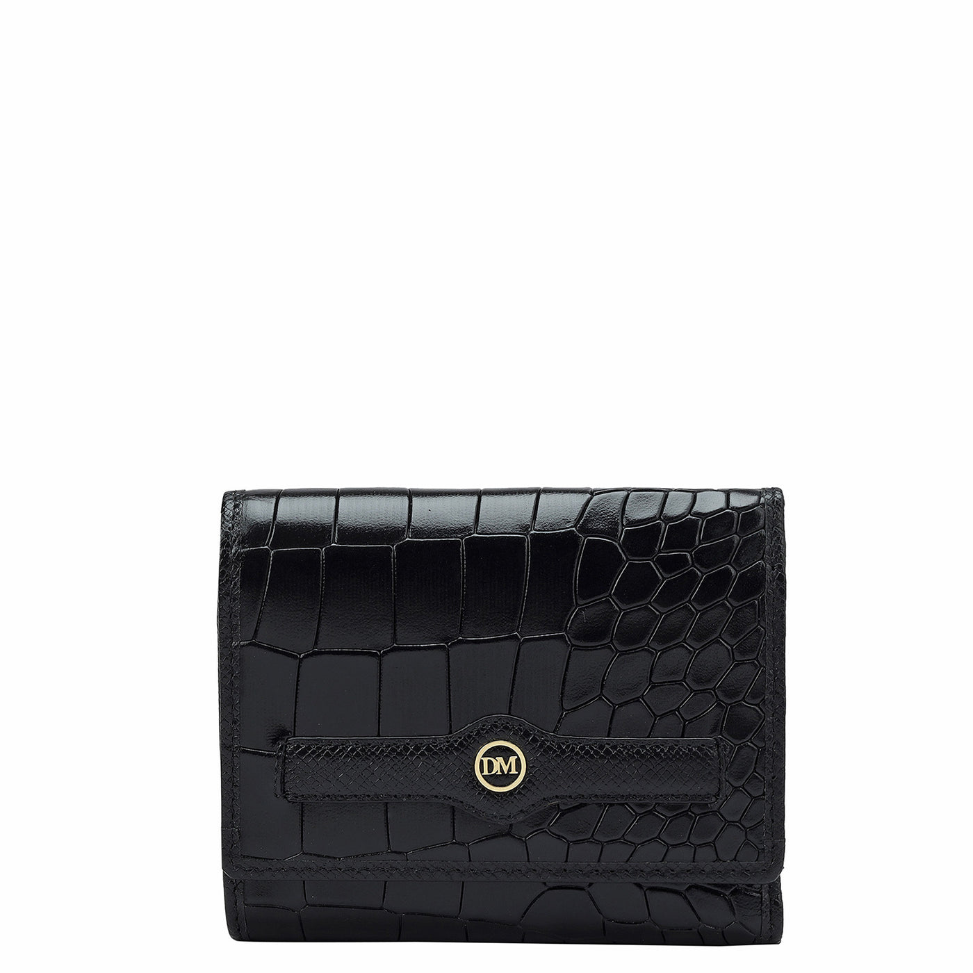 Croco Leather Ladies Wallet - Black