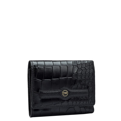 Croco Leather Ladies Wallet - Black