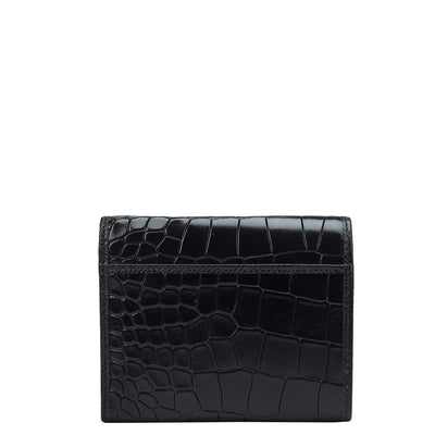 Croco Leather Ladies Wallet - Black