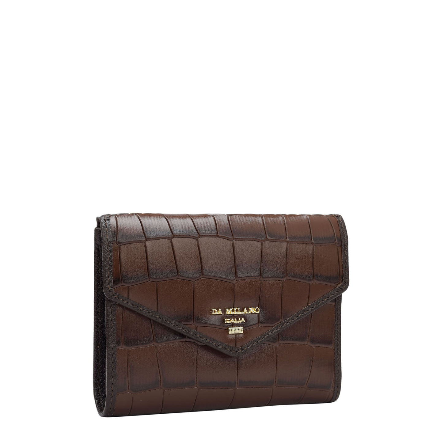 Croco Leather Ladies Wallet - Brown