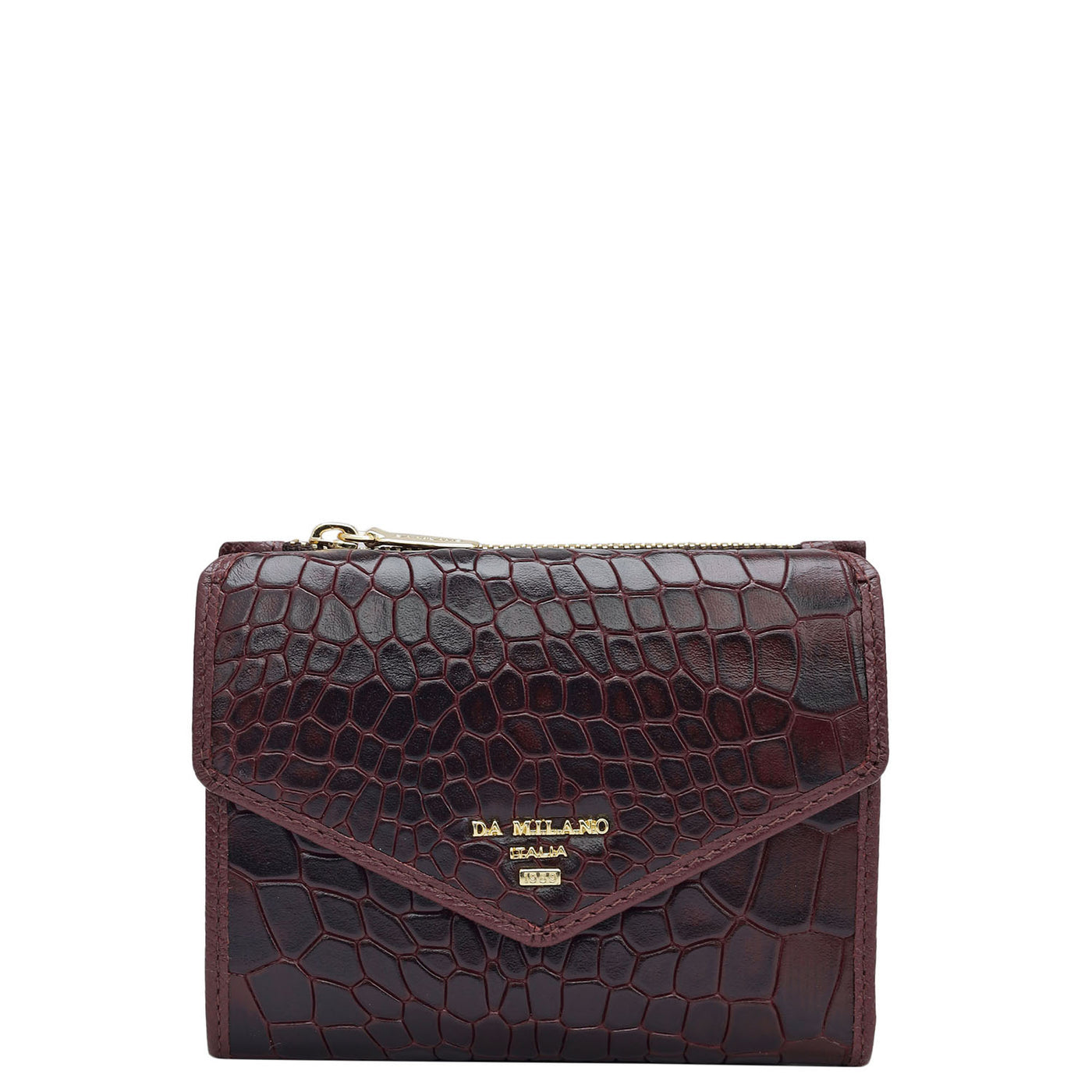 Croco Leather Ladies Wallet - Wine