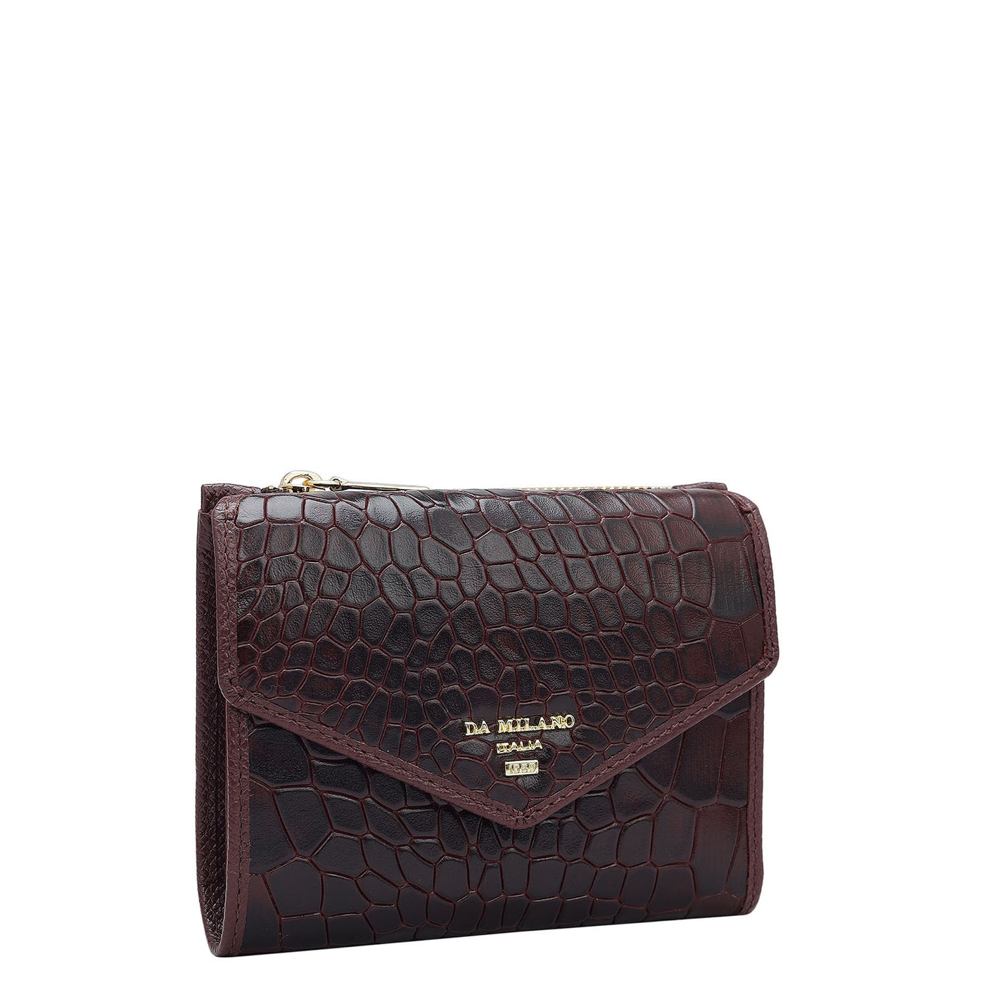 Croco Leather Ladies Wallet - Wine