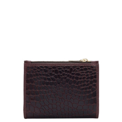 Croco Leather Ladies Wallet - Wine