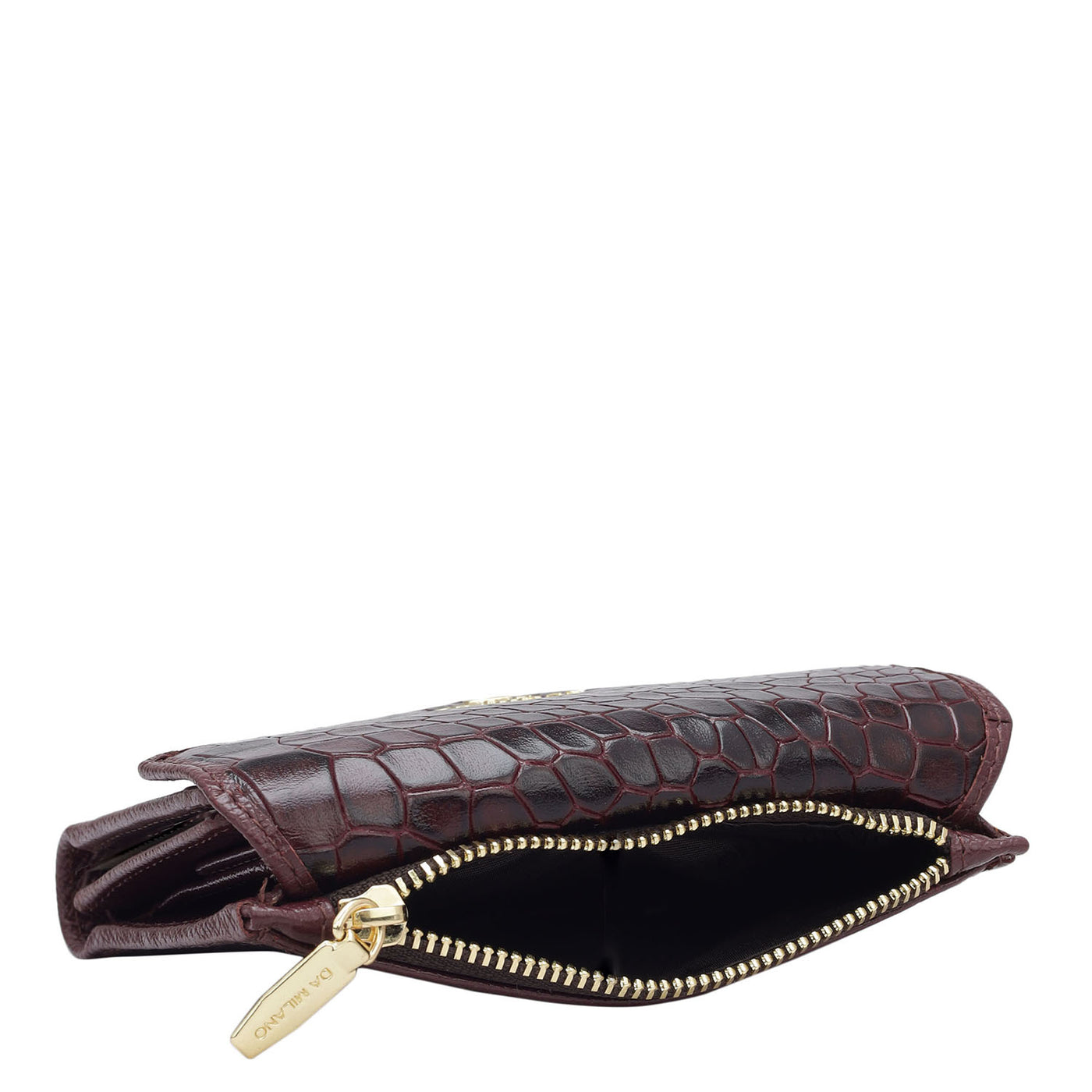 Croco Leather Ladies Wallet - Wine