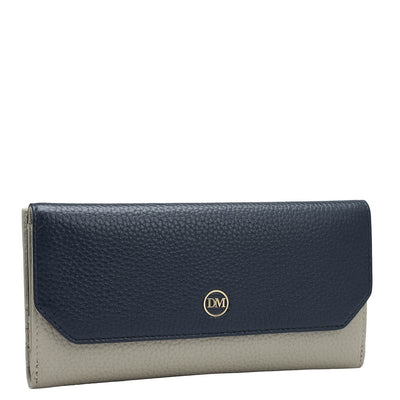 Wax Leather Ladies Wallet - Navy & Khaki