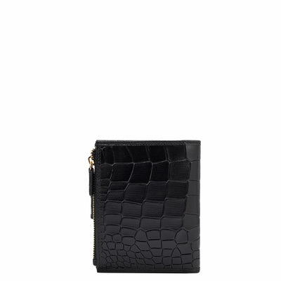 Croco Leather Ladies Wallet - Black