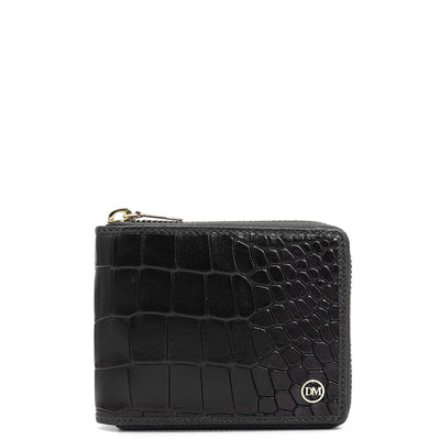 Croco Leather Ladies Wallet - Black