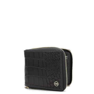 Croco Leather Ladies Wallet - Black