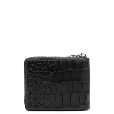 Croco Leather Ladies Wallet - Black