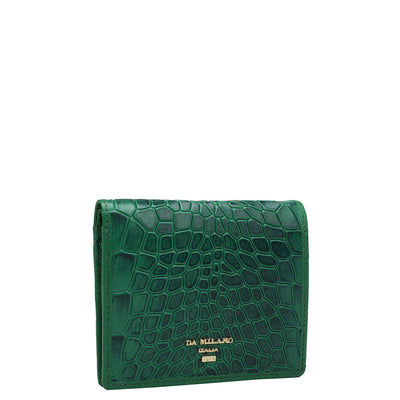 Croco Leather Ladies Wallet - Sea Weed