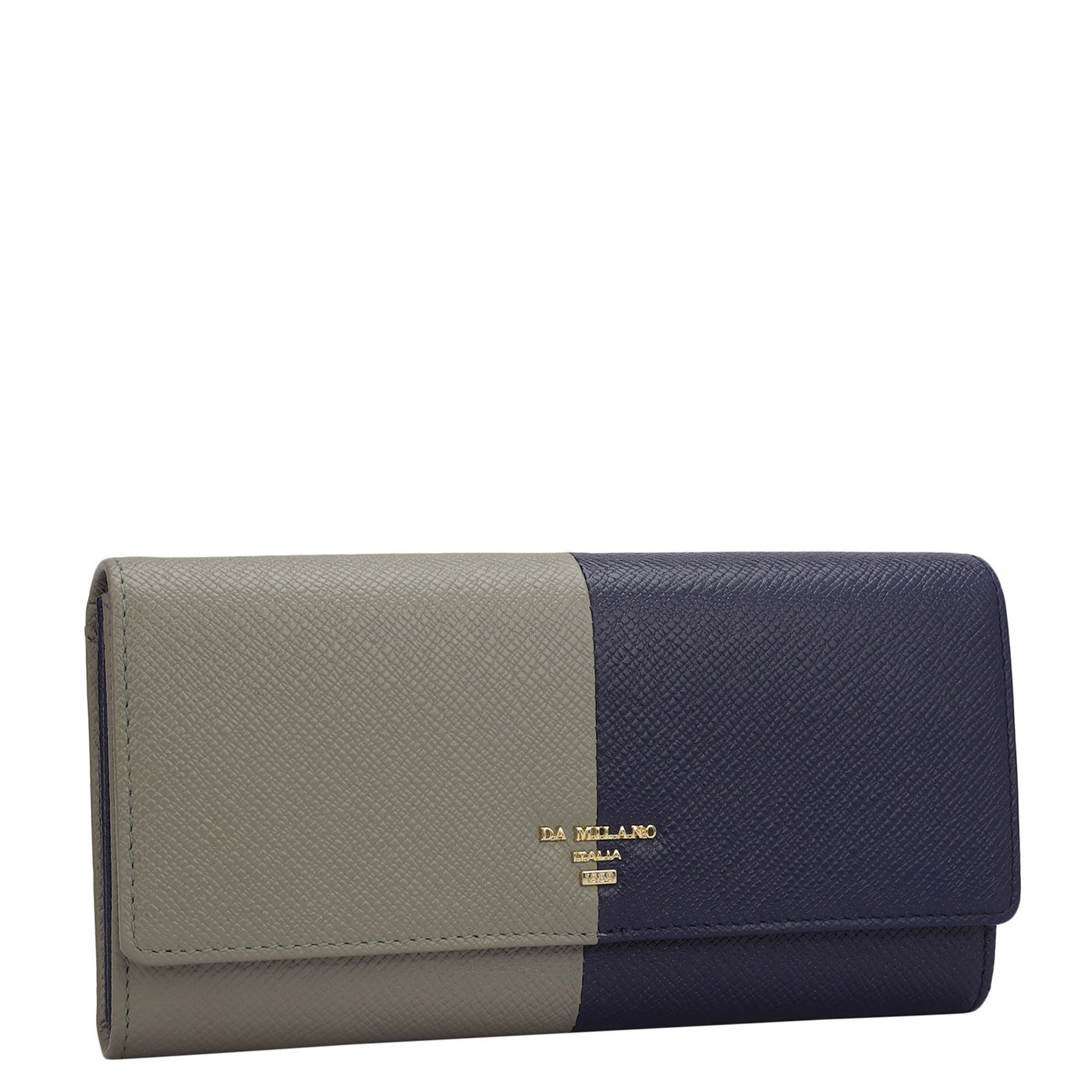 Franzy Leather Ladies Wallet - Stone Grey & Ink Blue